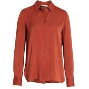 Vince Slim Fitted Stretch Silk Blouse